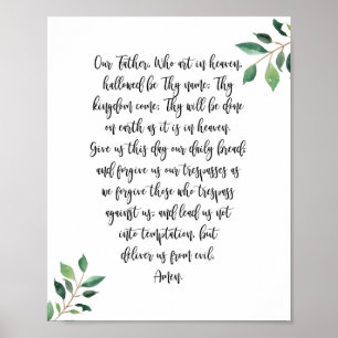 Our Father Christian Prayer Print Calligraphy