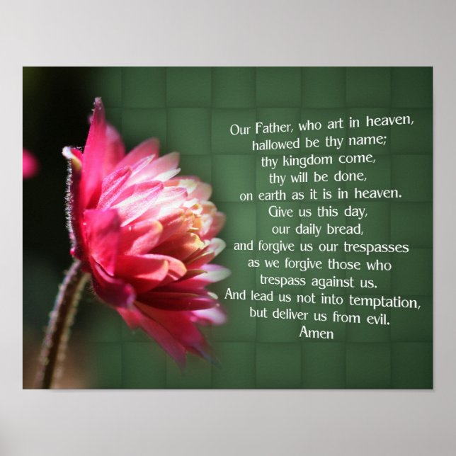 Our Father Lord's Prayer Flower Religious Poster (Front)