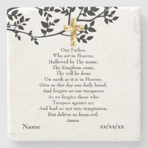 Our Father Prayer Catholic Gift Personalised Stone Coaster