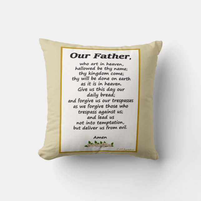 Our Father Prayer Matthew 6:9-13 Bible Cushion (Front)