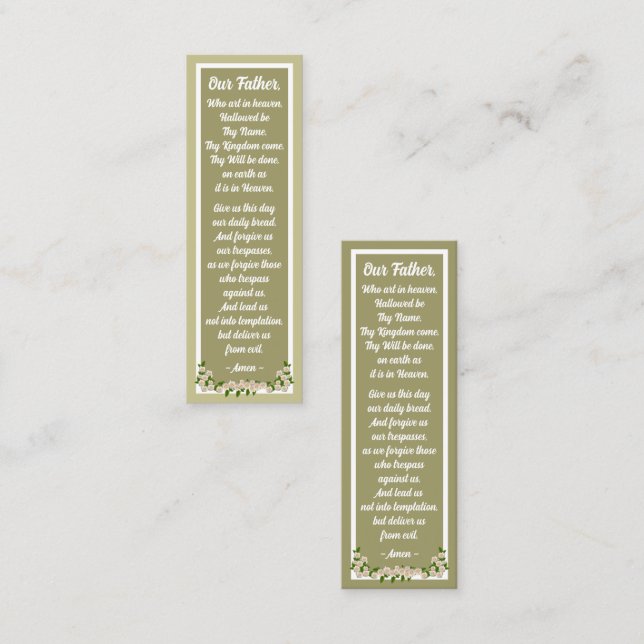Our Father Prayer Matthew 6:9–13 Bookmark Card (Front/Back)