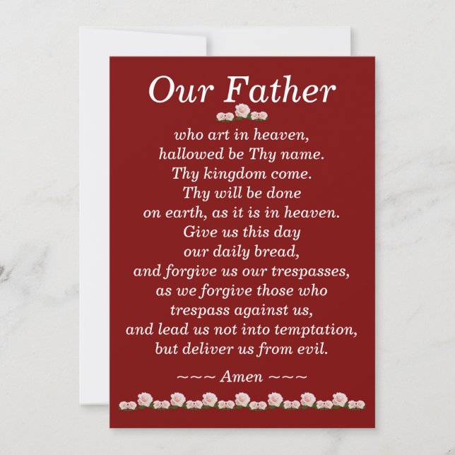 Our Father Prayer Matthew 6:9-13 Card (Front)
