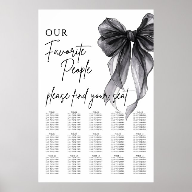 Our Favorite People Bow Wedding Seating Chart (Front)