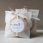 Our Favourite Сalligraphic Favour Gift Classic Rou Round Sticker<br><div class="desc">Our Favourite Favour Sticker with modern calligraphy for Wedding Welcome Bag. Design features a modern style script text layout. To make advanced changes,  please select "Click to customise further" option under Personalise this template.</div>