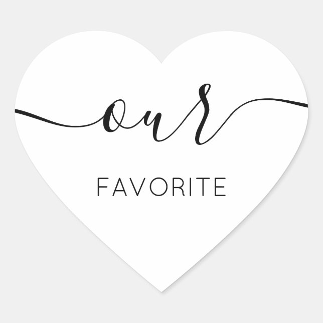 Our Favourite Сalligraphic Favour Gift Heart Sticker (Front)