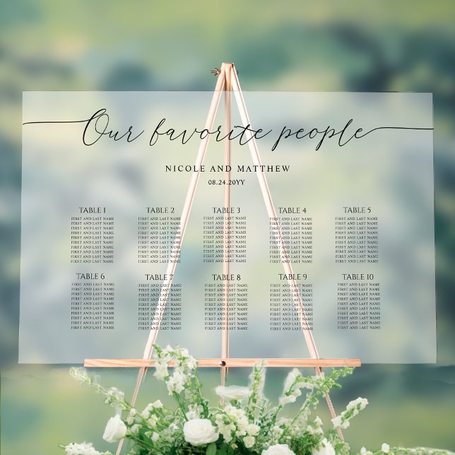 Our Favourite People 10 Table Seating Plan Frosted Acrylic Sign (Creator Uploaded)