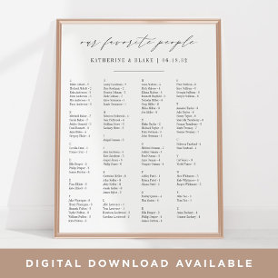 Our Favourite People   Alphabetical Seating Chart