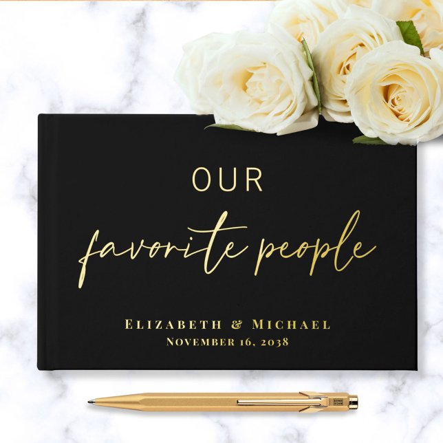 Our Favourite People Black Wedding Guest Book (Creator Uploaded)
