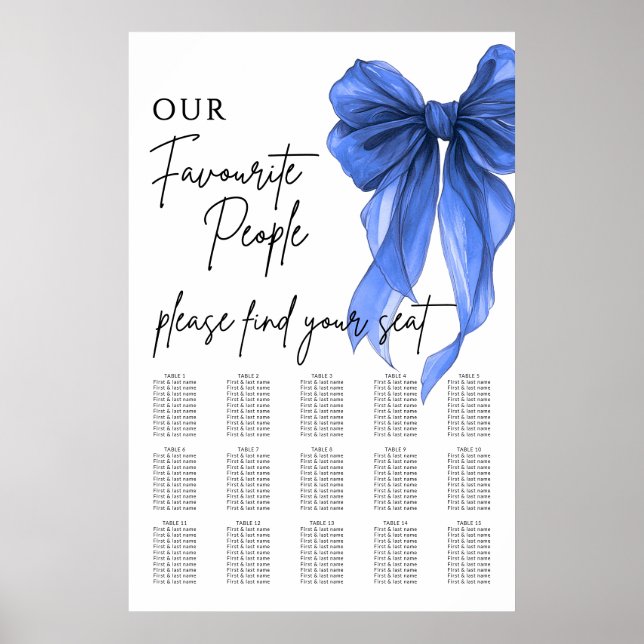 Our Favourite People Bow Wedding Seating Chart (Front)