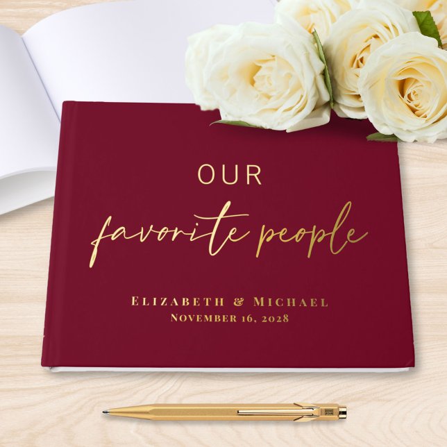 Our Favourite People Burgundy Wedding Guest Book (Creator Uploaded)