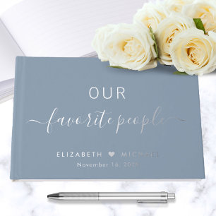 Our Favourite People Dusty Blue Photo Wedding Guest Book