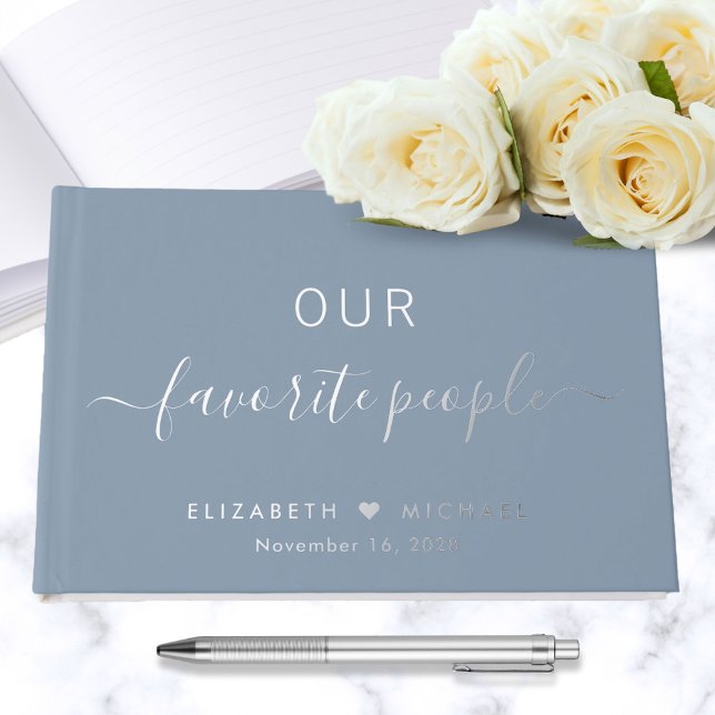 Our Favourite People Dusty Blue Photo Wedding Guest Book (Creator Uploaded)