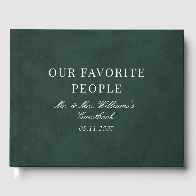 Our Favourite People Forest Green Wedding Guest Book (Front)
