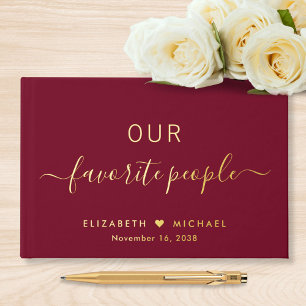 Our Favourite People Photo Burgundy Wedding Guest Book