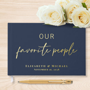 Our Favourite People Photo Navy Blue Foil Wedding Guest Book
