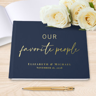 Our Favourite People Photo Navy Blue Wedding Guest Book