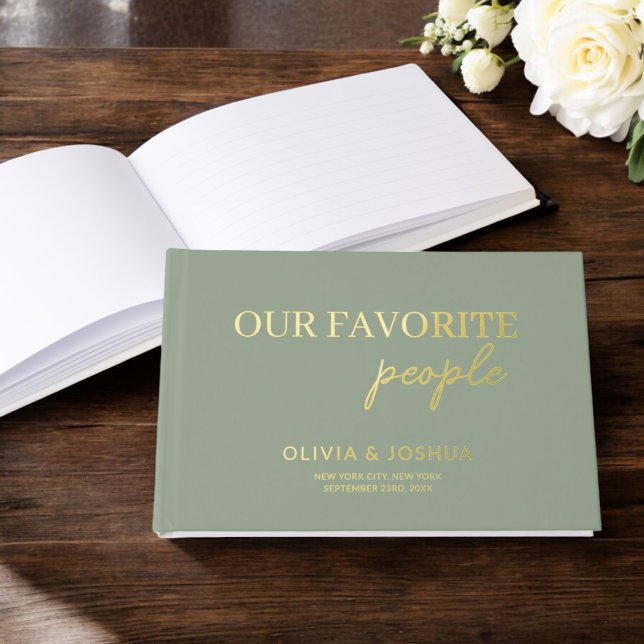 Our Favourite People Sage Green Gold Wedding Guest Book (Creator Uploaded)