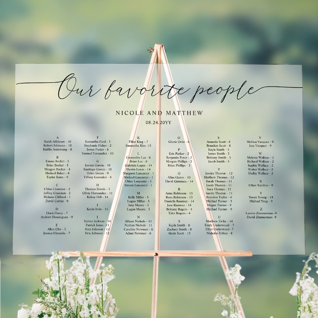 Our Favourite People Seating Plan Frosted Acrylic Sign (Creator Uploaded)