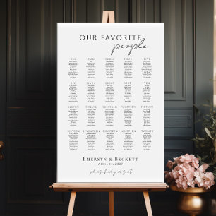 Our favourite people up to 20 tables seating plan poster