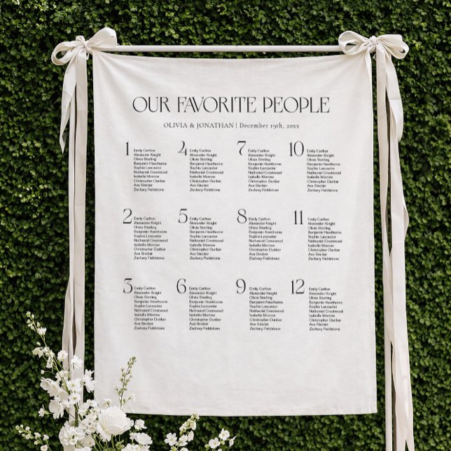Our Favourite People Wedding Seating Chart Fabric Tapestry (Creator Uploaded)