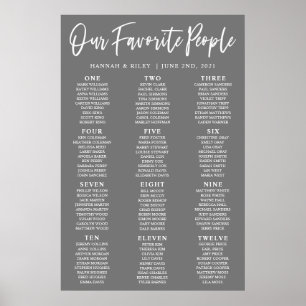Our Favourite People Wedding Seating Chart Poster