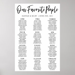 Our Favourite People Wedding Seating Chart Poster