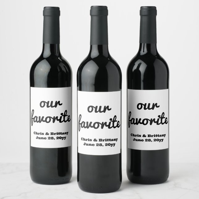 Our favourite wedding reception guest favour gift wine label (Bottles)