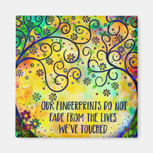 Our Fingerprints Quote Tree Floral Trendy Cute Magnet