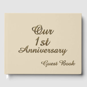 Our First Anniversary Guest Book Gold Typography