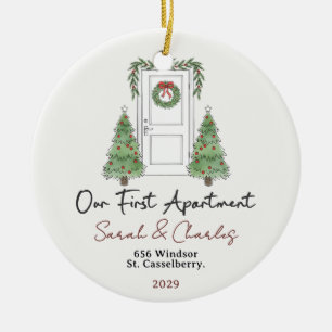 Our First Apartment Custom Names & Year Ceramic Ornament