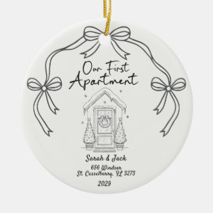Our First Apartment Custom Year & Names Ceramic Ornament