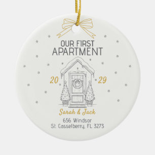Our First Apartment Custom Year & Names Ceramic Ornament