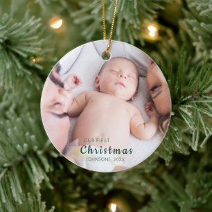OUR First Baby Christmas Photo Ceramic Ornament