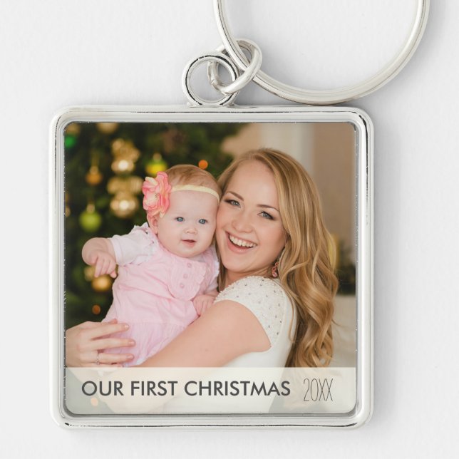 Our First Christmas 2024 New Mum and Baby Photo Key Ring (Front)