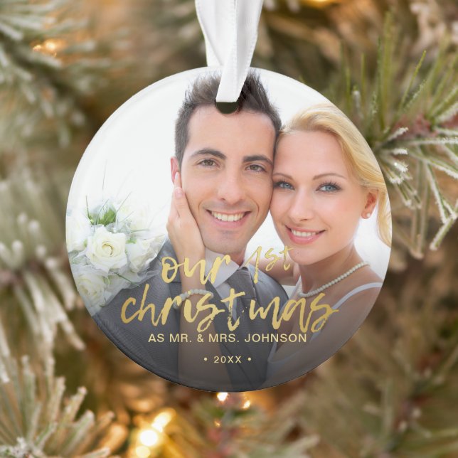 Our First Christmas 2 Photo Wedding Ornament (Tree)