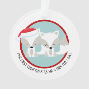 Our First Christmas Arctic Fox Personalised Photo Ornament