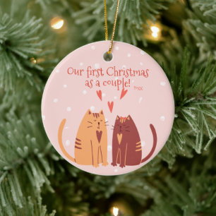 Our first Christmas as a Couple! Cute Cats Ceramic Ornament