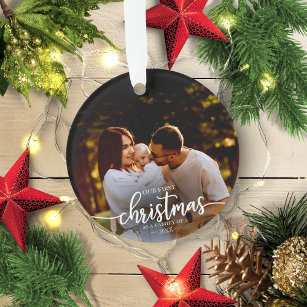 Our First Christmas As A Family Of 3 Elegant Photo Ornament