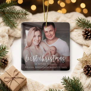 Our First Christmas As A Family of 3 Photo Ceramic Ornament
