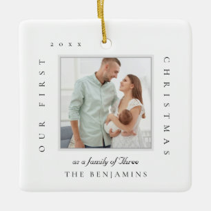 Our First Christmas As A Family Of Christmas Photo Ceramic Ornament