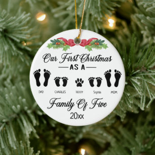 Our First Christmas as a Family Of Five Footprint Ceramic Ornament