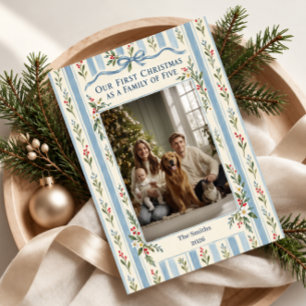 Our First Christmas as a Family of Five Photo Holiday Card