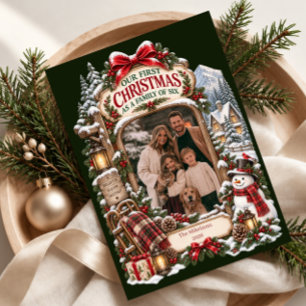 Our First Christmas as a Family of Six Photo Holiday Card