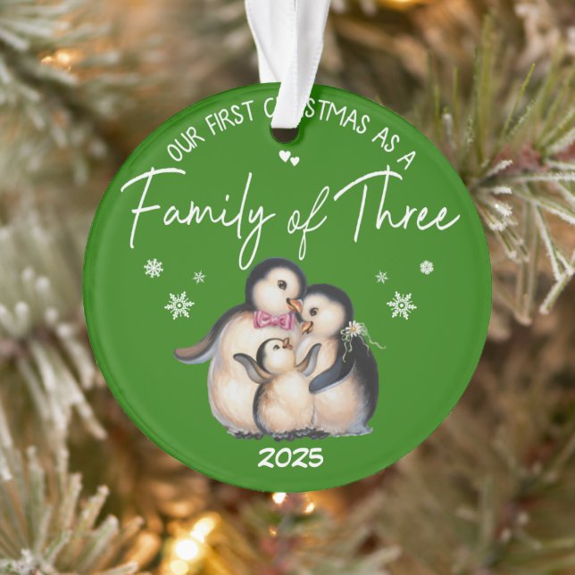 Our First Christmas As a Family of Three Ornament (Tree)