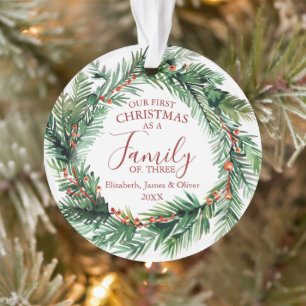 Our First Christmas As A Family Of Three Photo Ornament