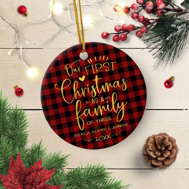 Our First Christmas As A Family Rustic Farmhouse Ceramic Ornament (Creator Uploaded)