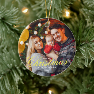 Our First Christmas as a MOM and DAD with Photo Ceramic Ornament