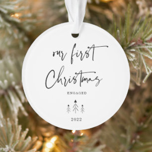 Our First Christmas as Engaged Couple Photo   Ornament