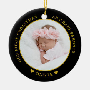 Our First Christmas As Grandparents 2 Photo Ceramic Ornament