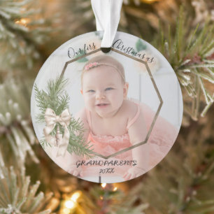 Our First Christmas As Grandparents   Baby Photo Ornament